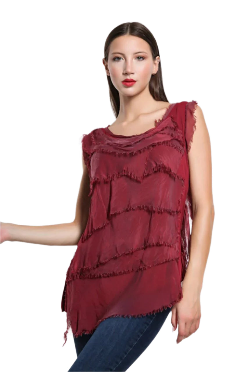 Tina Stephens Arianna Silk Ruffle Top BT205