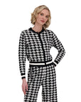 Gabby Isabella Houndstooth Zippered Sweater 524594