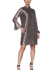 Compli K Dress Sparkly Flare Sleeve Peek-a-boo Back 50040