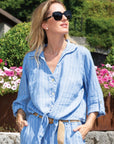 Cherishh Made In Italy Linen Pinstripe Top C5265