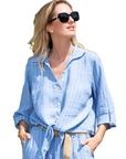 Cherishh Made In Italy Linen Pinstripe Top C5265