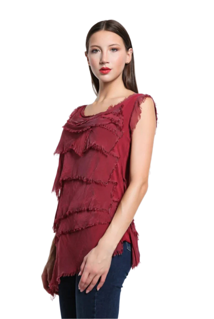 Tina Stephens Arianna Silk Ruffle Top BT205