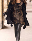 Frank Lyman Black Pom Pom Cape 263801