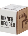 The Strawberry Shop wooden Dinner Decision Dice with debossed Asian food icon and meal options for kitchen fun.