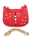 Doe a Dear Pearl Studs Mini Leather Shoulder Bag