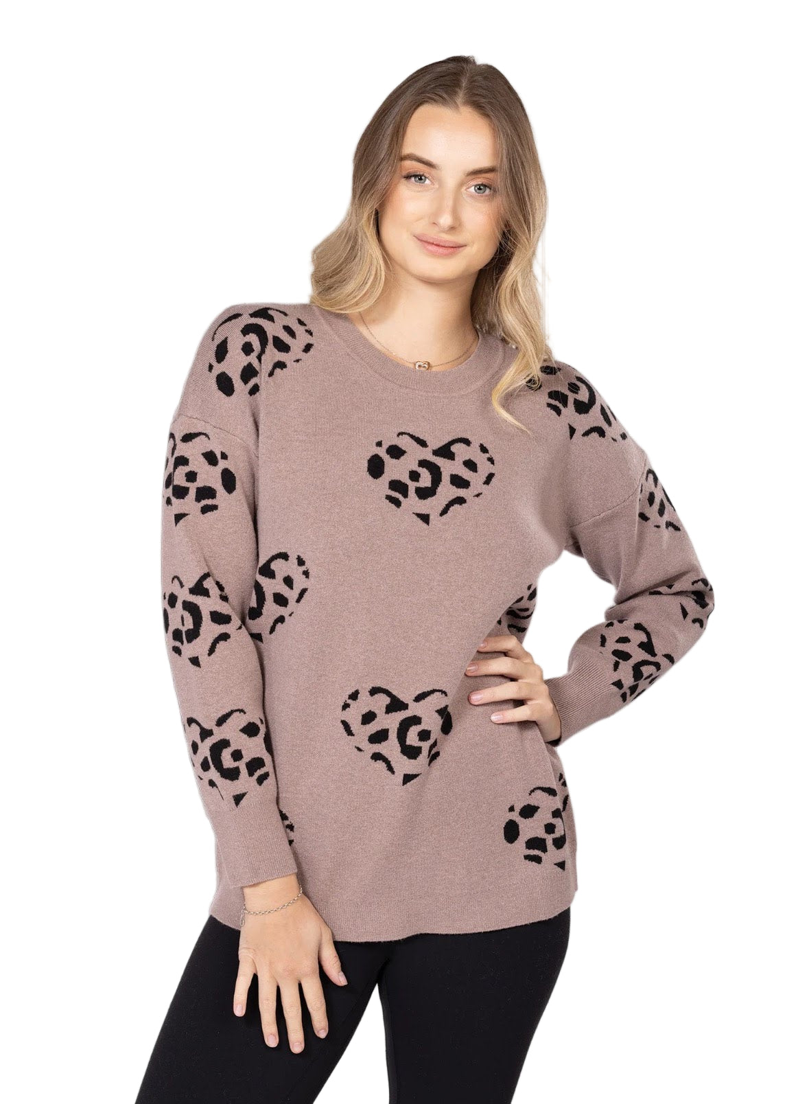 Variations Animal Print Heart Sweater V4824