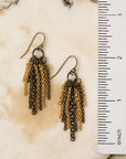 Rustic Creek Matte Gold Plated Brass And Antique Brass Chain Cluster Earrings