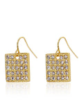 Gold square pave dangle earrings