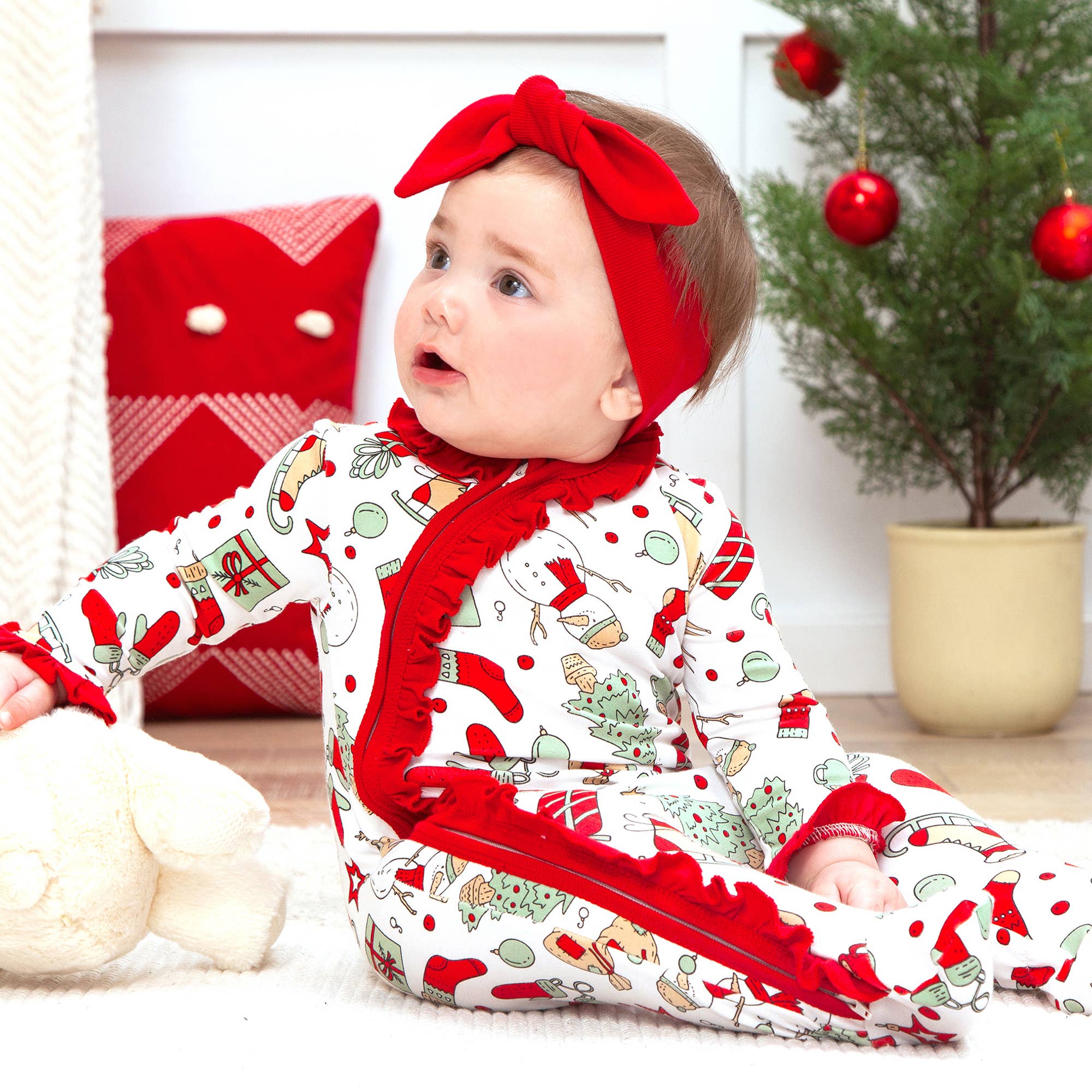 Tesa Babe Christmas Bamboo Zipper Romper