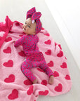 Evelyn Dot Ruffle Zip Bamboo Valentines Day Baby Outfit Dot