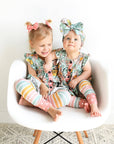 Kendra Floral & Harper Stripe Ruffle PEPLUM SET