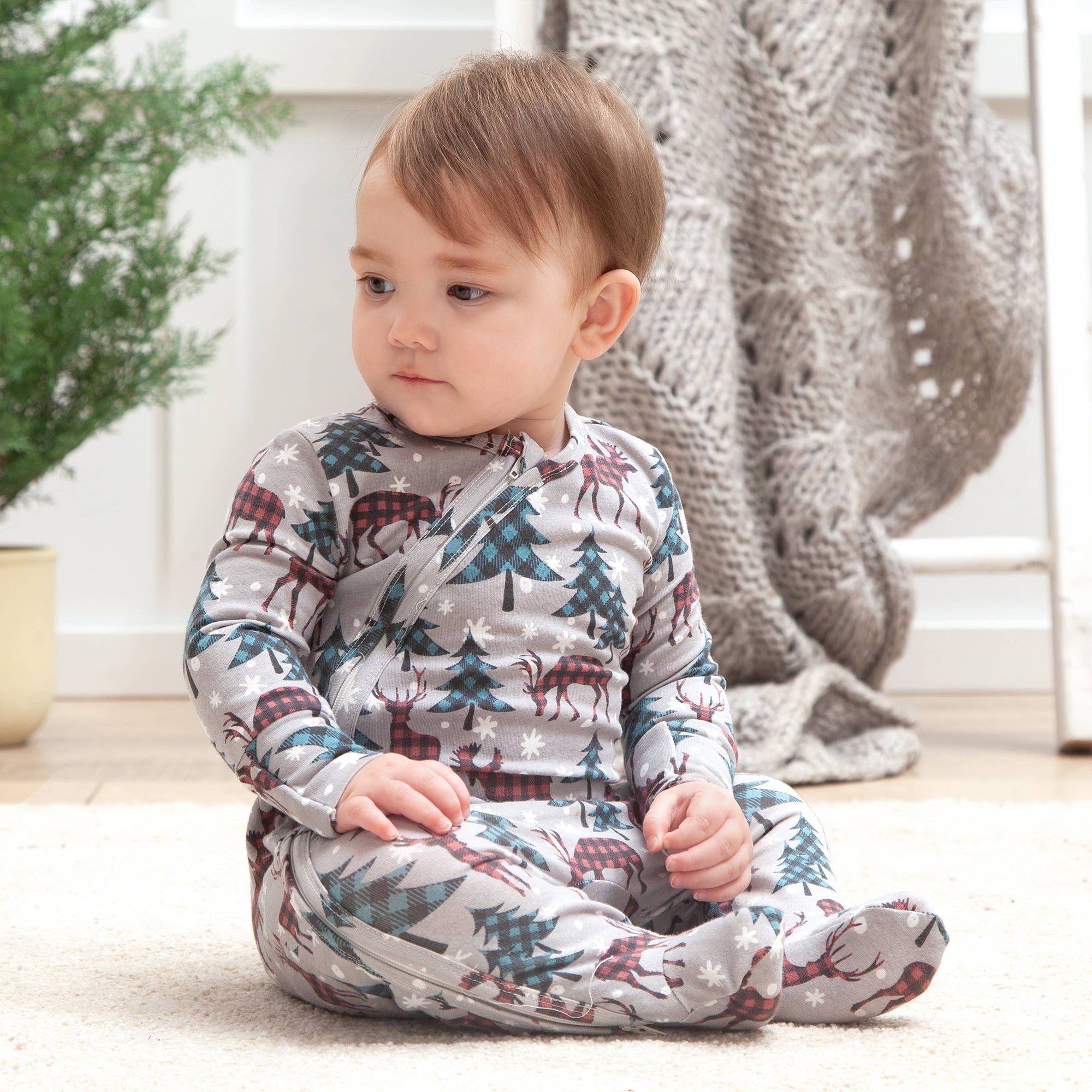 Tesa Babe Christmas Bamboo Baby Zipper Romper