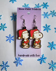 Christmas Beagle Dog Hand-Painted Wood Earrings
