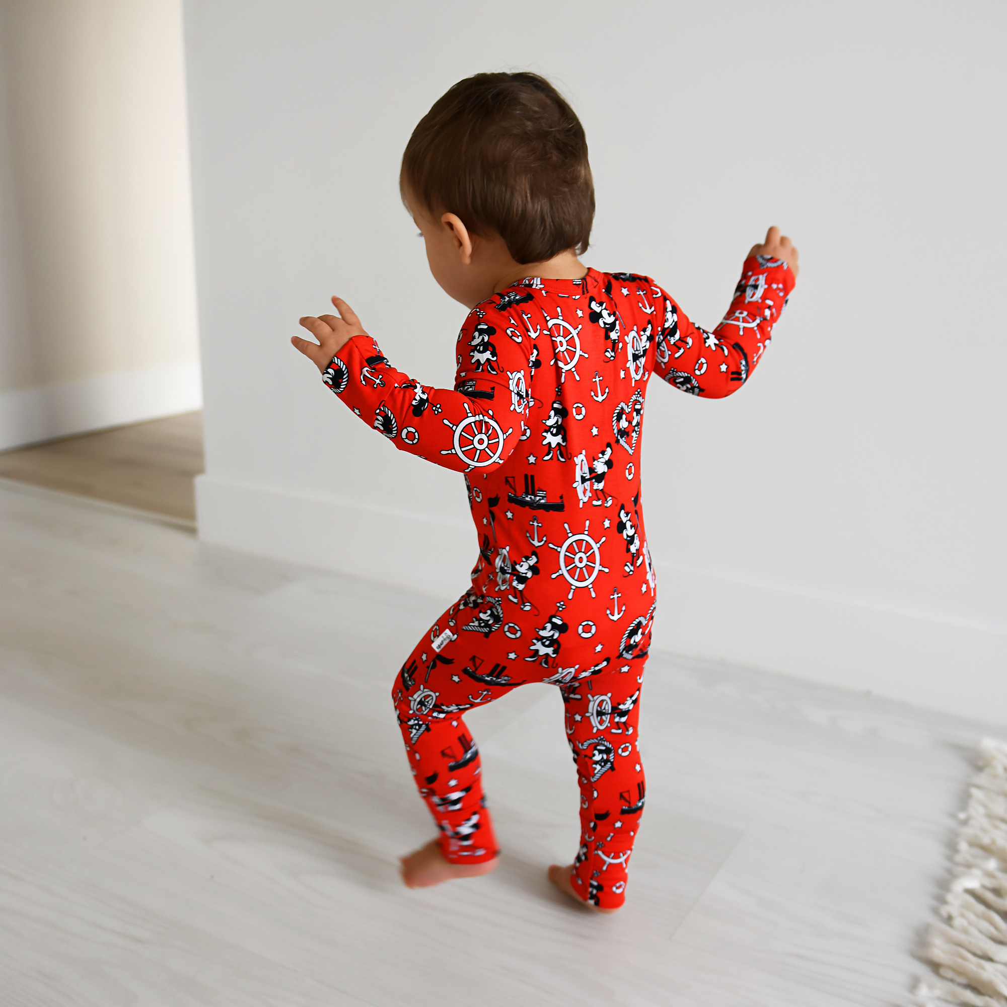 Gigi and Max Steamboat Willie Zip Romper