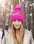 Puffer Faux Fur Pom Beanie - Candy Pink