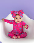 Evelyn Dot Ruffle Zip Bamboo Valentines Day Baby Outfit Dot