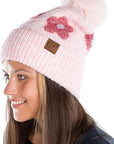 Women's Chenille Winter Pom Beanie - Daisy - Rose