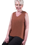 Tina Stephens Made In Italy Dina Silk V-Neck Tank