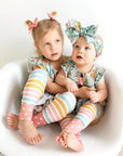 Kendra Floral & Harper Stripe Ruffle PEPLUM SET