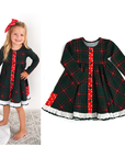Gigi and Max Kane Tartan & Ruby Dot Christmas Tartan Button Dress