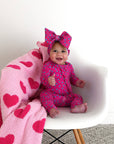 Evelyn Dot Ruffle Zip Bamboo Valentines Day Baby Outfit Dot