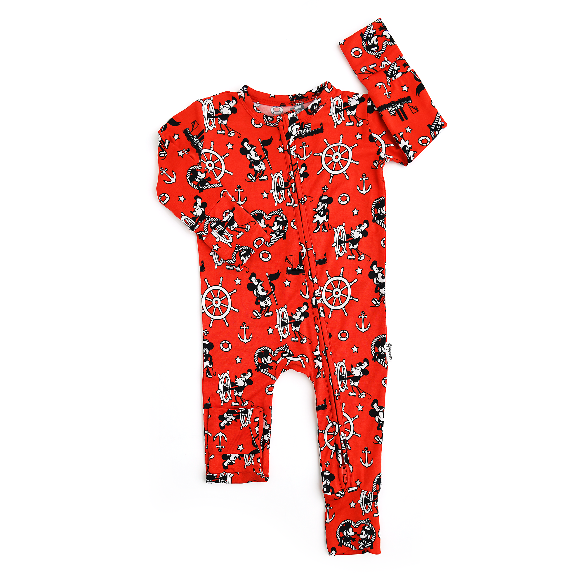 Gigi and Max Steamboat Willie Zip Romper