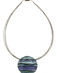 Ocean Waves Emboss Round Pendant Necklace