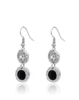 Elegant and festive black and crystal dangle earrings