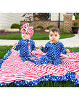 Tie Dye Stars & Stripes Ruffle ZIP