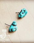 Dyed Blue Turquoise Beaded Stud Earrings