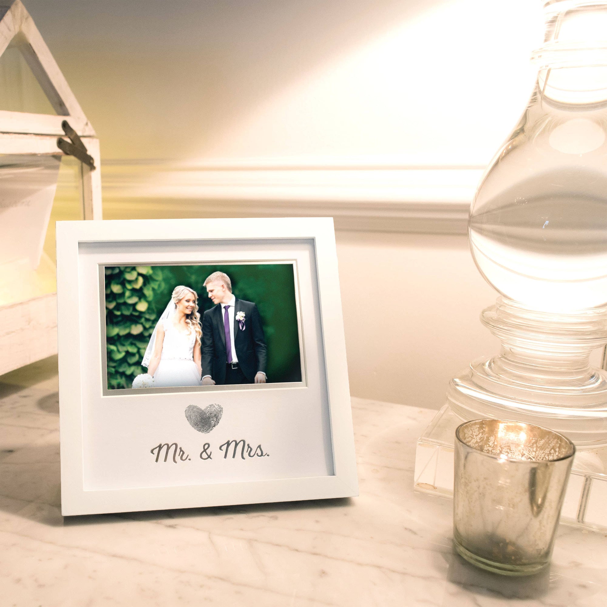 Mr. & Mrs. Wedding Thumbprint Heart Frame