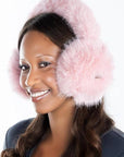Women's Adjustable Earmuffs - Long Fur - Rose