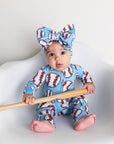 Gigi and Max Bambino Baseball Zip Romper