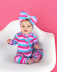 Maddie Stripe Ruffle Zip Bamboo Valentines Day