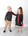 Gigi and Max Kane Tartan & Ruby Dot Christmas Tartan Button Dress