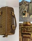 Fendi Boston Gold Coated Canvas Handbag