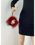 Fendi Red Fur Bag Bugs Leather Key Chain/ Bag Charm