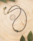 Crisp Autumn 16-18" Czech Glass, Plated Pyrite With Faceted Crystal Simple Necklace