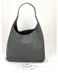 Prada Vitello Daino Grey Hobo Bag