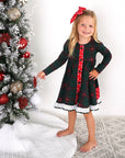 Gigi and Max Kane Tartan & Ruby Dot Christmas Tartan Button Dress