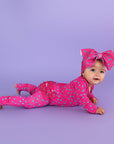 Evelyn Dot Ruffle Zip Bamboo Valentines Day Baby Outfit Dot