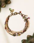 Faceted Fluorite, Shell and Czech Glass Bracelet