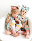 Kendra Floral & Harper Stripe Ruffle PEPLUM SET