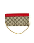 Gucci GG Supreme Continental Wallet on a Chain Red Pink Clutch