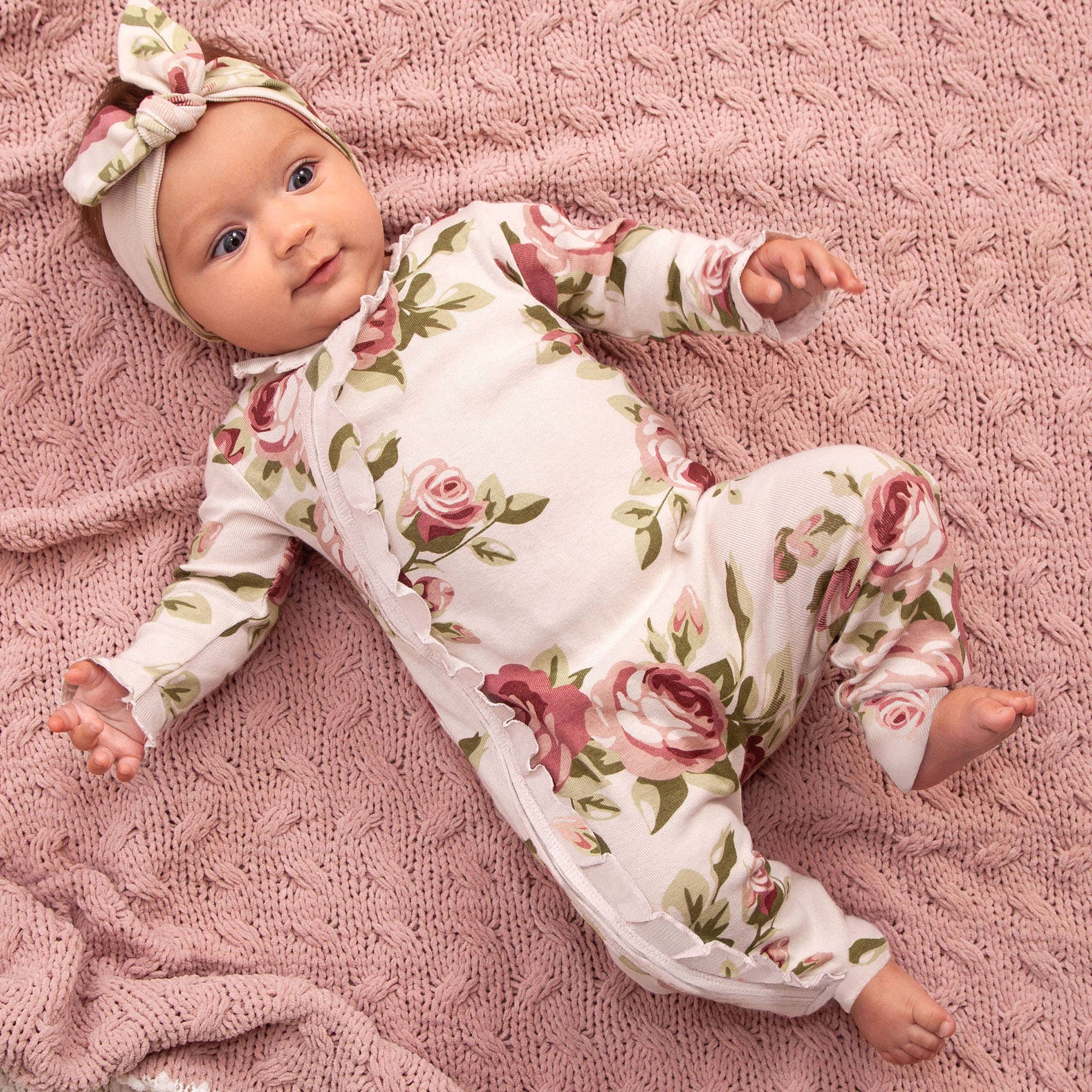 Tesa Babe Cabbage Rose Zippered Romper