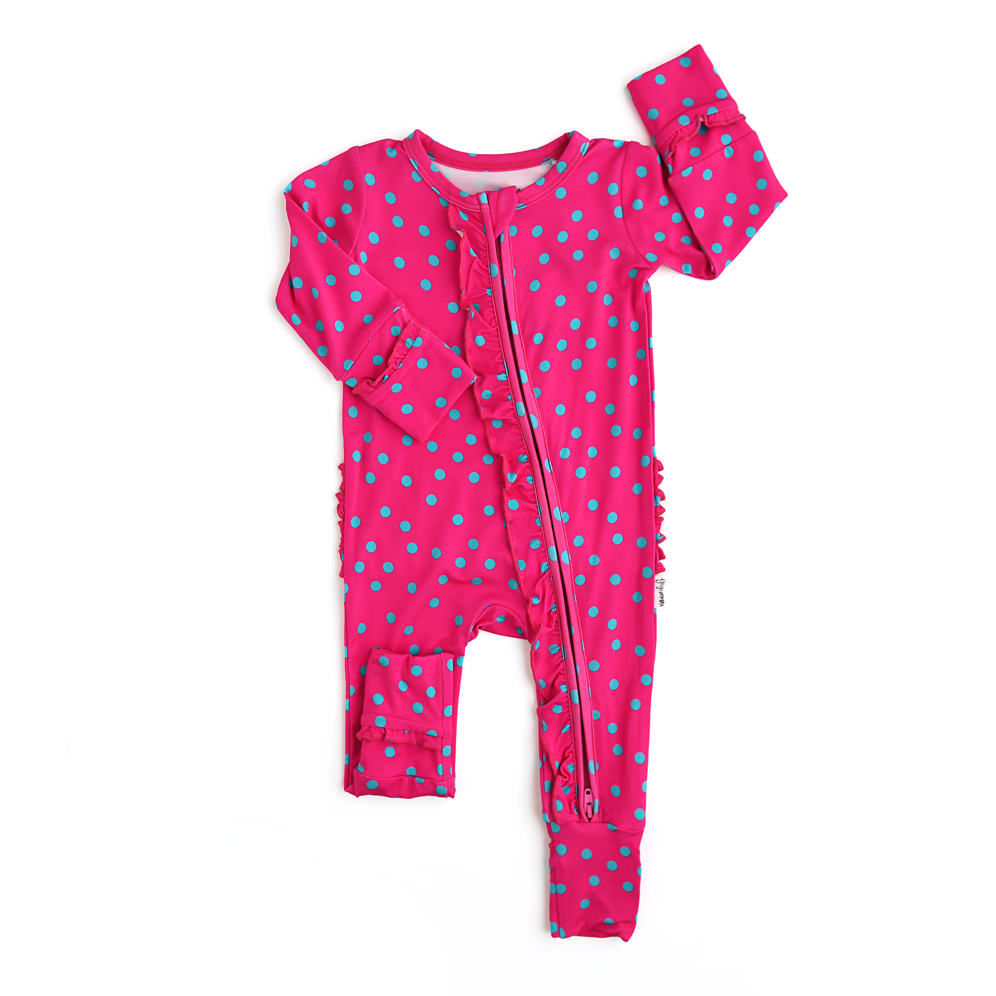 Gigi and Max Evelyn Dot Ruffle Zip Romper