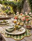 Checkerboard Scalloped Handwoven Iraca Placemat