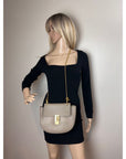 Chloe Small Drew Gray Grained Lambskin Leather Shoulder Cross-body Bag
