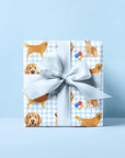 Golden Retriever Gingham Wrapping Paper