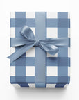 French Blue Gingham Wrapping Paper